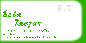 bela kaczur business card